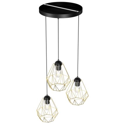 Hanglamp aan een koord BERGEN 3xE27/60W/230V zwart/goud