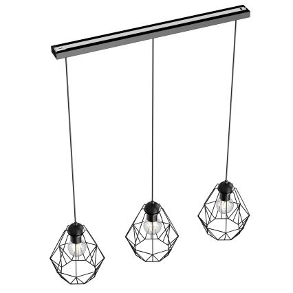 Hanglamp aan een koord BERGEN 3xE27/60W/230V zwart