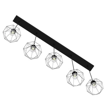 Hanglamp aan een koord BERGEN 5xE27/60W/230V zwart/glanzend chroom 