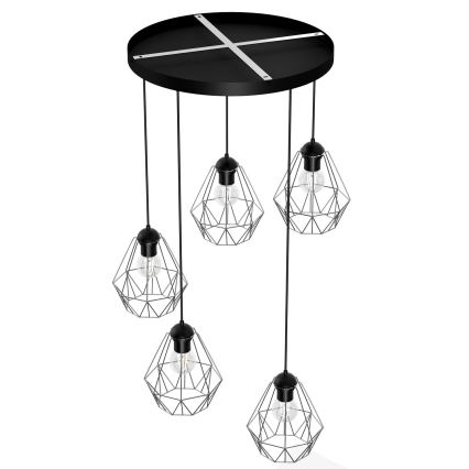 Hanglamp aan een koord BERGEN 5xE27/60W/230V zwart/glanzend chroom 