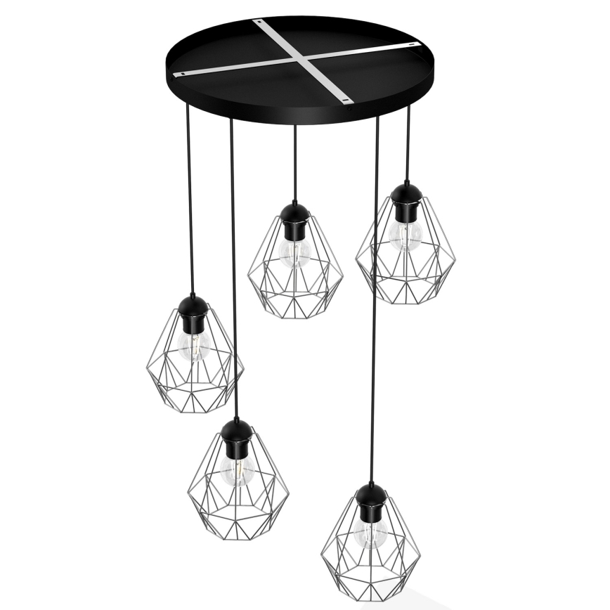 Hanglamp aan een koord BERGEN 5xE27/60W/230V zwart/glanzend chroom 