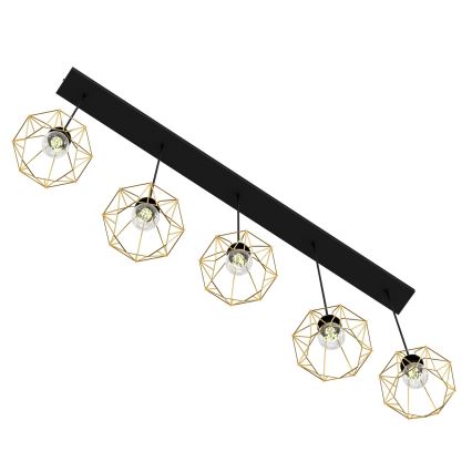 Hanglamp aan een koord BERGEN 5xE27/60W/230V zwart/goud