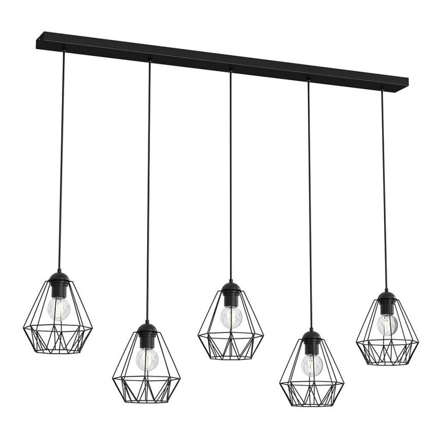 Hanglamp aan een koord BERGEN 5xE27/60W/230V zwart