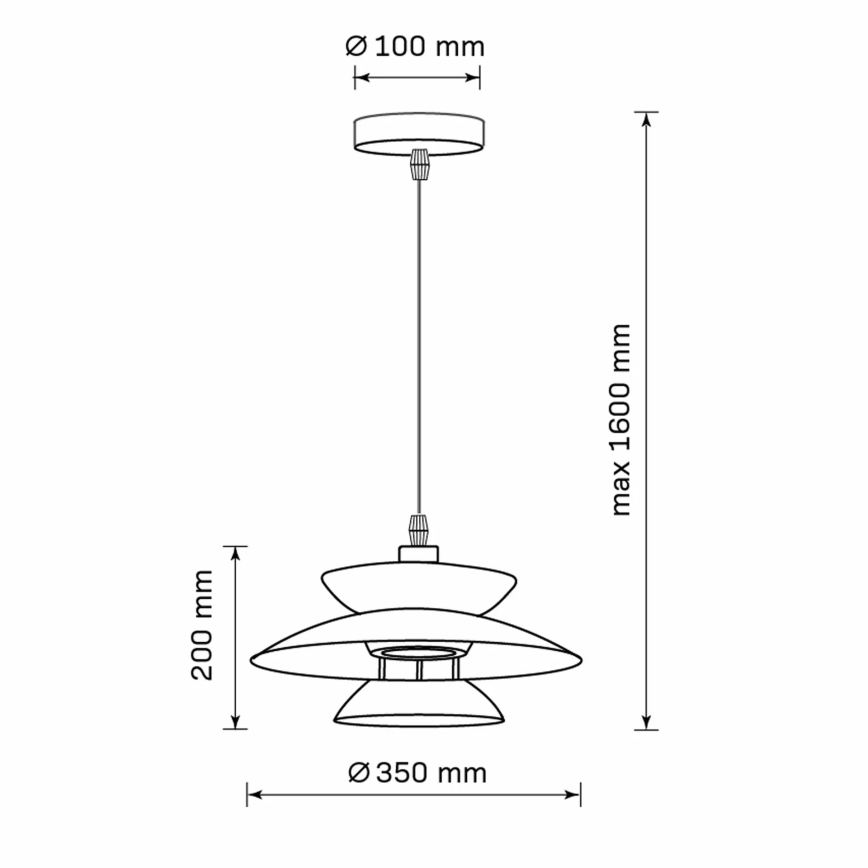 Hanglamp aan een koord BERIT 1xE27/20W/230V zwart