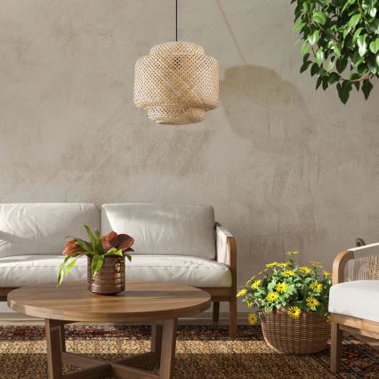 Hanglamp aan een koord BERTA 1xE27/20W/230V diameter 50 cm bamboe