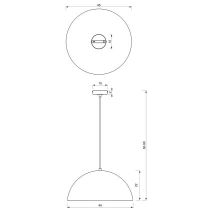 Hanglamp aan een koord BETA 1xE27/60W/230V d. 45 cm zwart