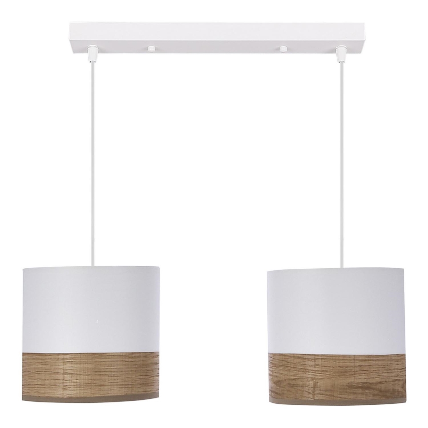 Hanglamp aan een koord BIANCO 2xE27/40W/230V wit/bruin