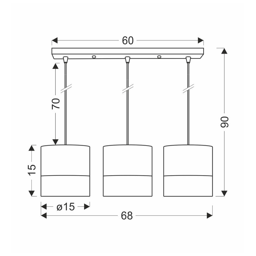 Hanglamp aan een koord BIANCO 3xE27/40W/230V wit/bruin