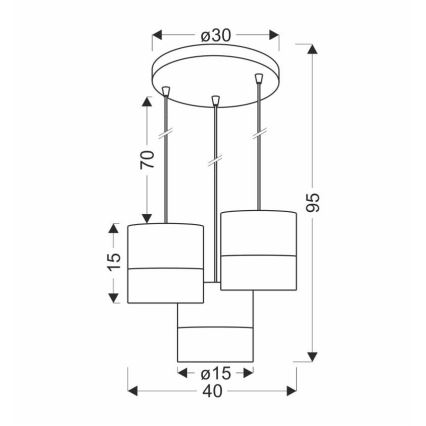 Hanglamp aan een koord BIANCO 3xE27/40W/230V wit/bruin