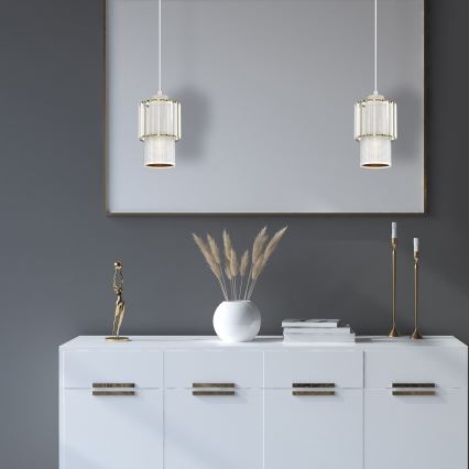 Hanglamp aan een koord BLANCO 1xE27/60W/230V wit