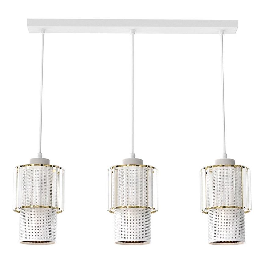 Hanglamp aan een koord BLANCO 3xE27/60W/230V wit