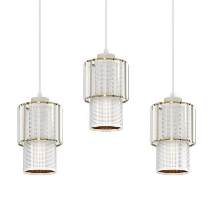 Hanglamp aan een koord BLANCO 3xE27/60W/230V wit