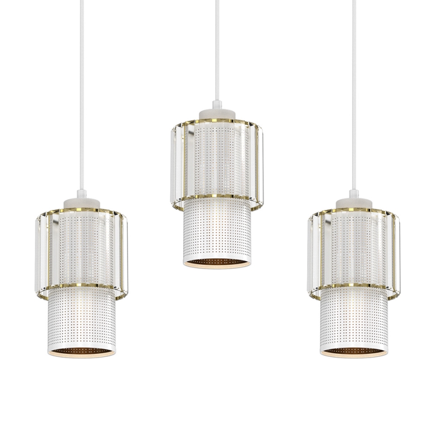 Hanglamp aan een koord BLANCO 3xE27/60W/230V wit