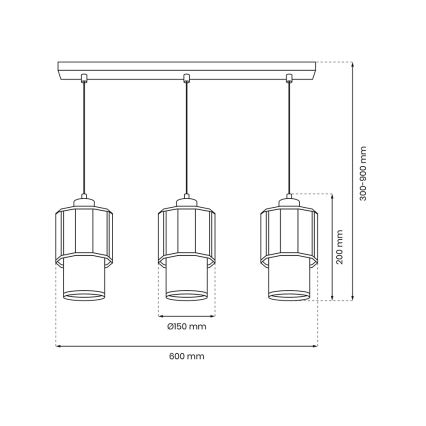 Hanglamp aan een koord BLANCO 3xE27/60W/230V wit