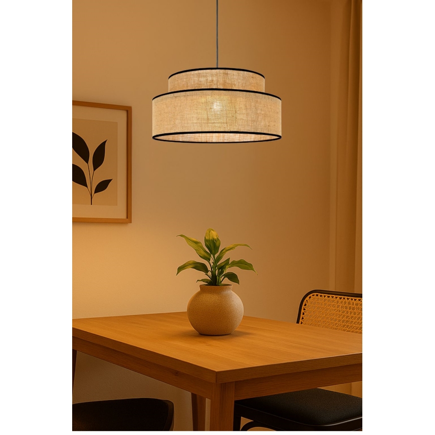 Hanglamp aan een koord BOHO 1xE27/60W/230V diameter 40 cm beige