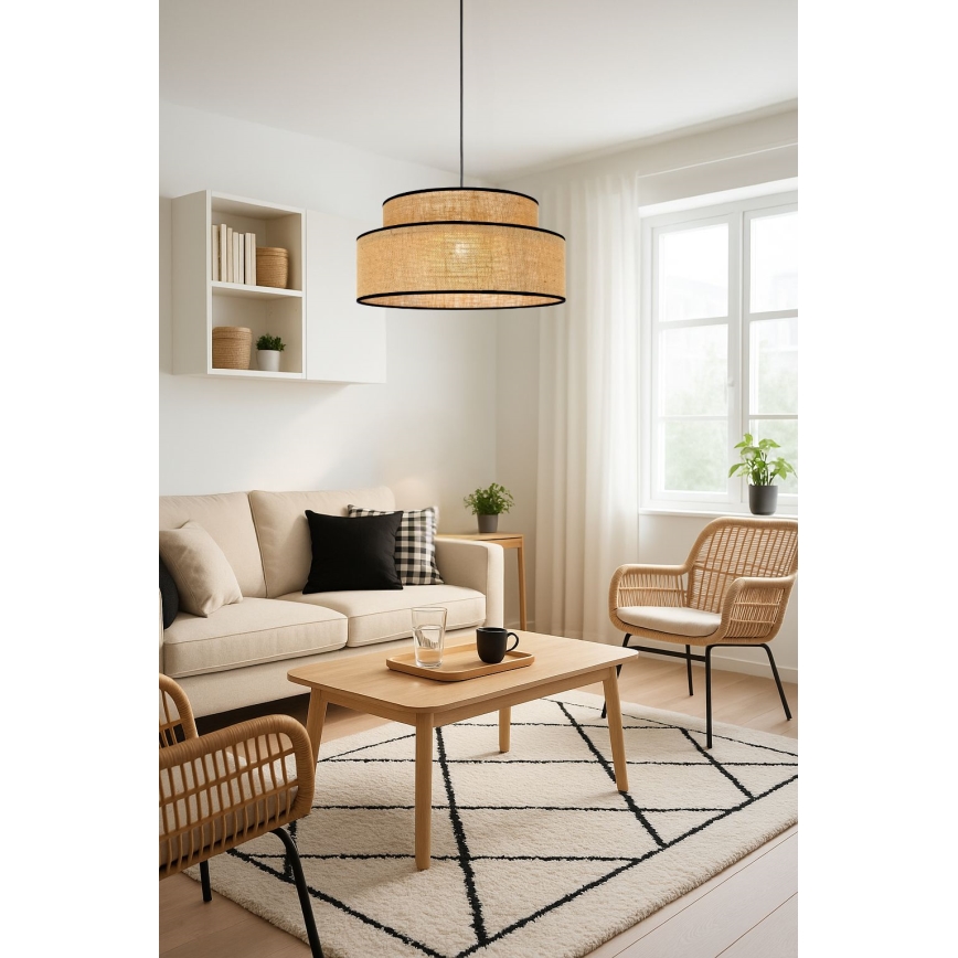 Hanglamp aan een koord BOHO 1xE27/60W/230V diameter 40 cm beige