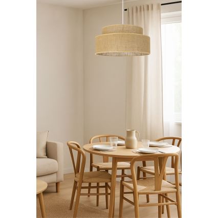 Hanglamp aan een koord BOHO 1xE27/60W/230V diameter 40 cm beige
