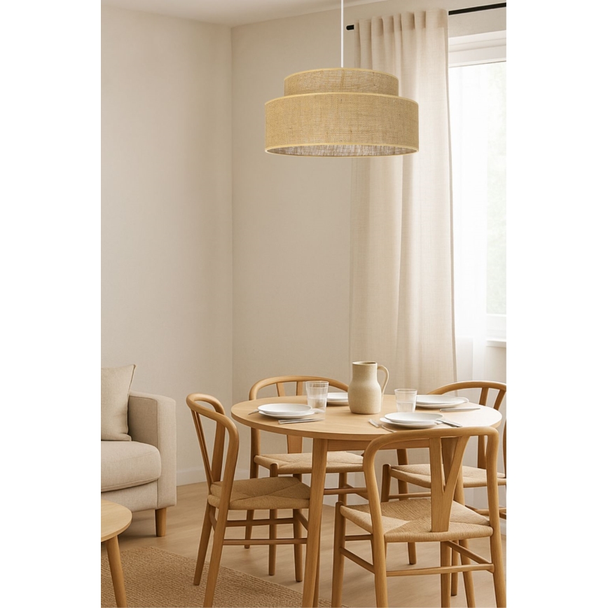 Hanglamp aan een koord BOHO 1xE27/60W/230V diameter 40 cm beige