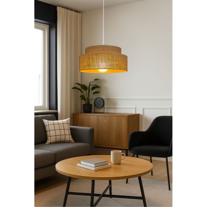 Hanglamp aan een koord BOHO 1xE27/60W/230V diameter 40 cm beige