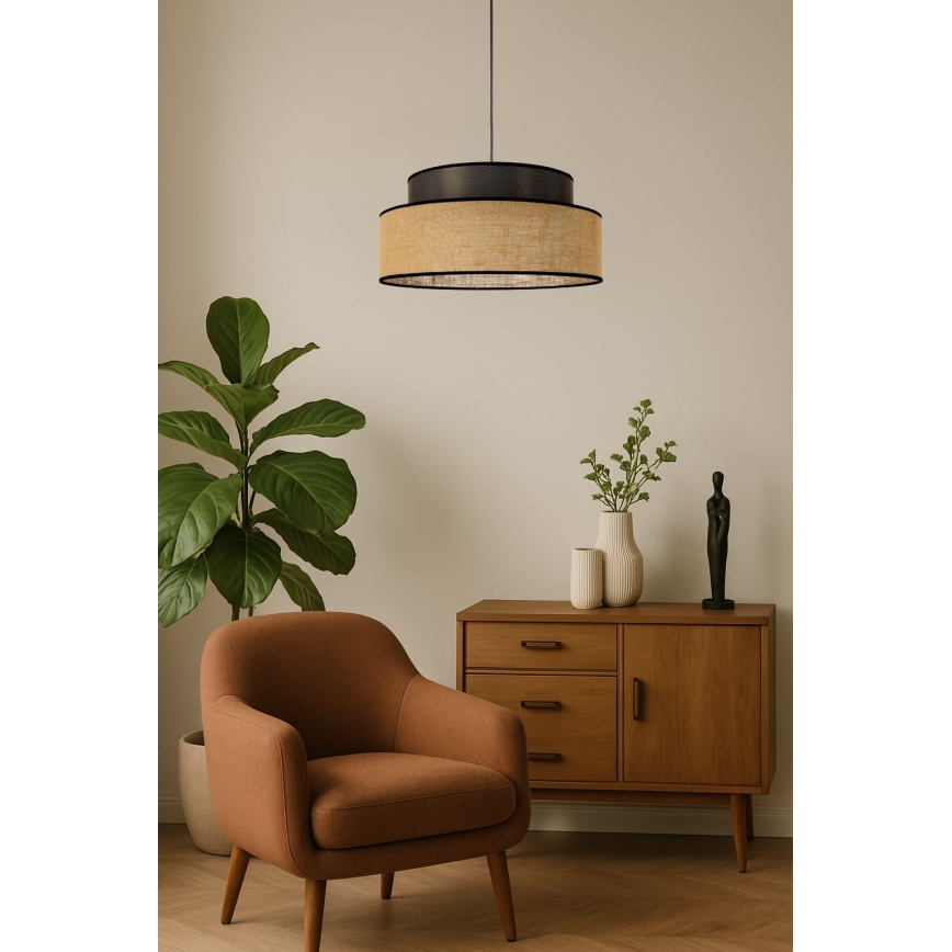 Hanglamp aan een koord BOHO 1xE27/60W/230V diameter 40 cm bruin/beige