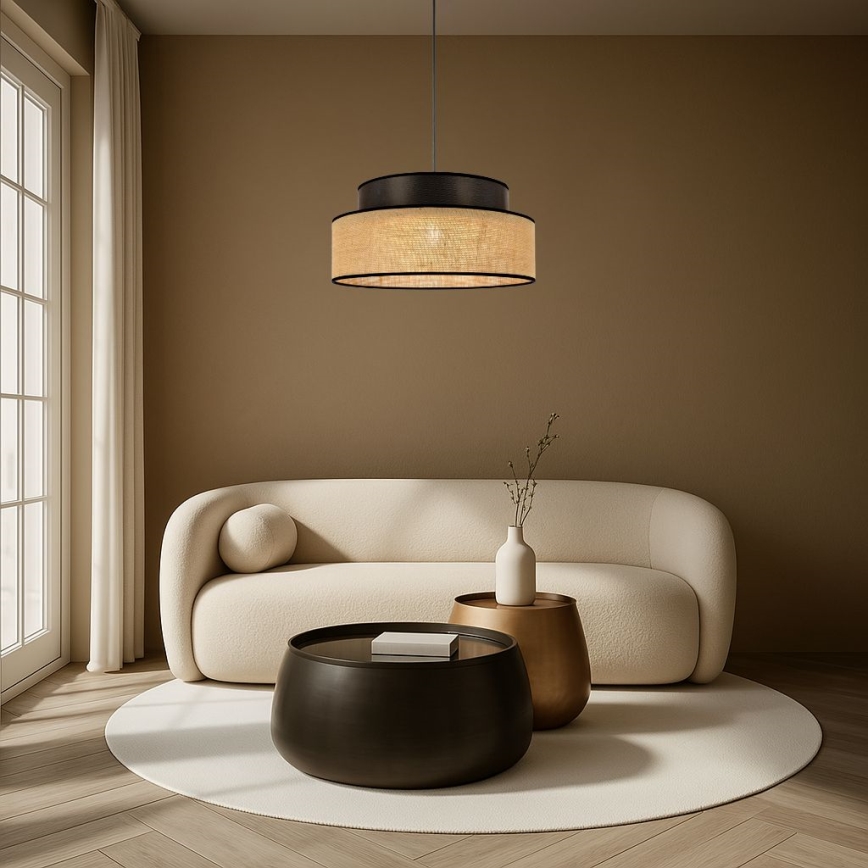 Hanglamp aan een koord BOHO 1xE27/60W/230V diameter 40 cm bruin/beige