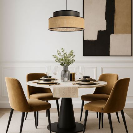 Hanglamp aan een koord BOHO 1xE27/60W/230V diameter 40 cm bruin/beige