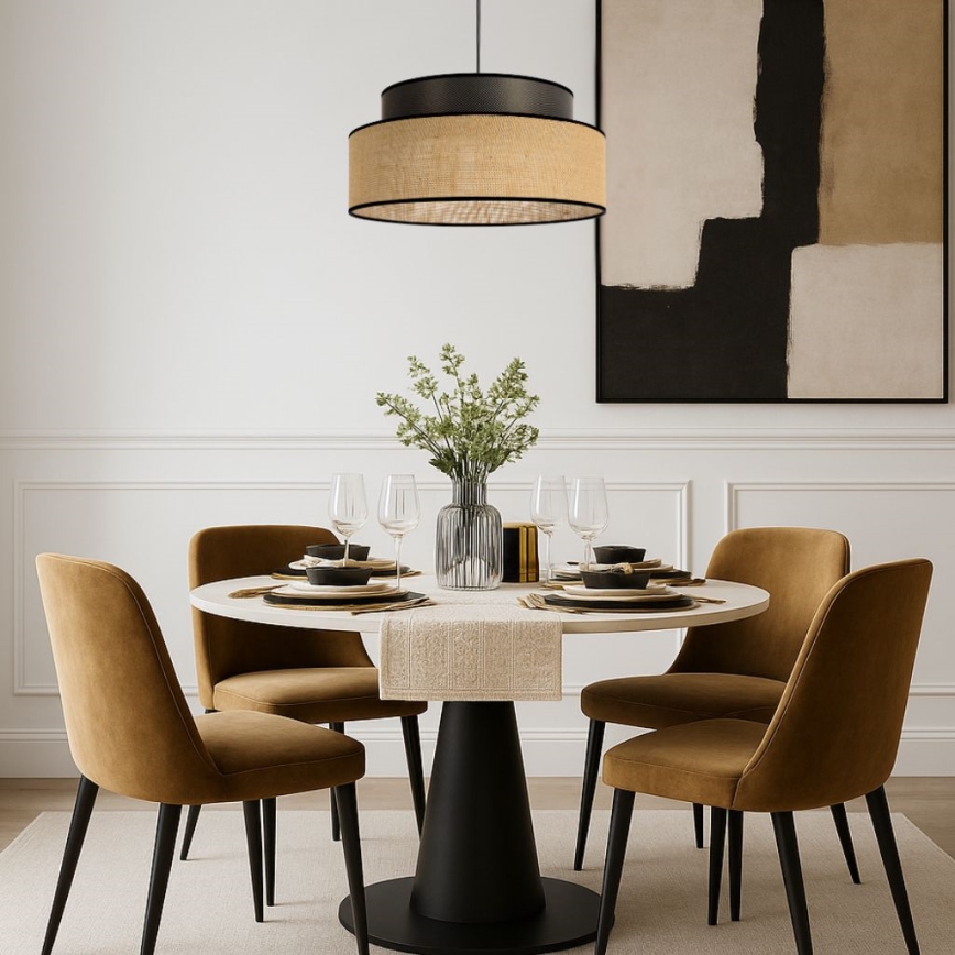 Hanglamp aan een koord BOHO 1xE27/60W/230V diameter 40 cm bruin/beige