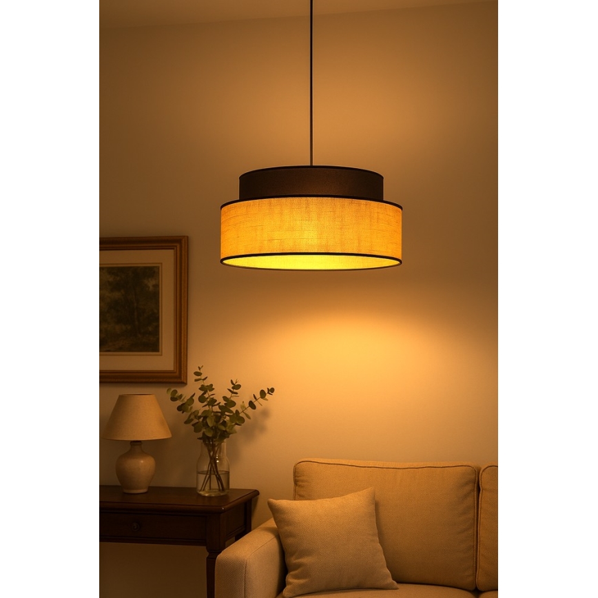 Hanglamp aan een koord BOHO 1xE27/60W/230V diameter 40 cm bruin/beige
