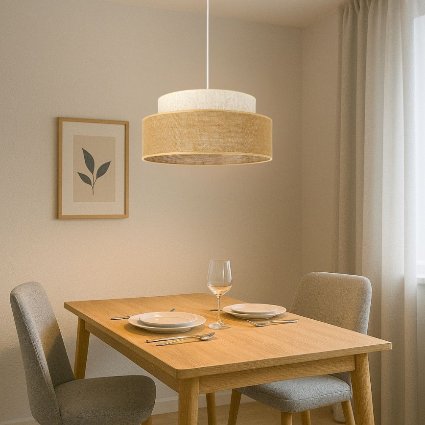 Hanglamp aan een koord BOHO 1xE27/60W/230V diameter 40 cm crème/beige