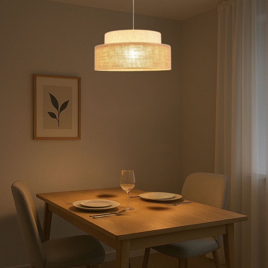 Hanglamp aan een koord BOHO 1xE27/60W/230V diameter 40 cm crème/beige