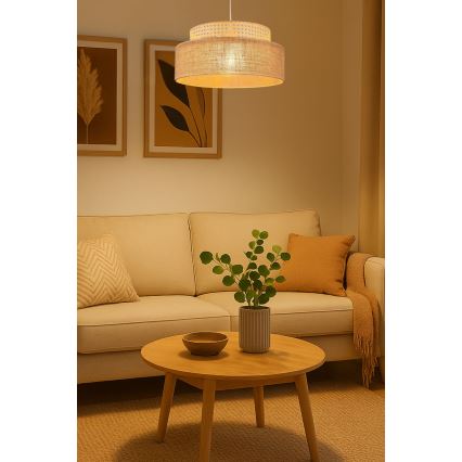 Hanglamp aan een koord BOHO 1xE27/60W/230V diameter 40 cm rotan