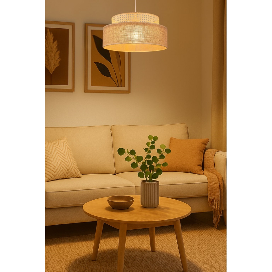 Hanglamp aan een koord BOHO 1xE27/60W/230V diameter 40 cm rotan