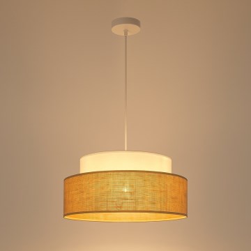 Hanglamp aan een koord BOHO 1xE27/60W/230V diameter 40 cm wit/beige