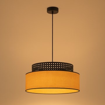 Hanglamp aan een koord BOHO 1xE27/60W/230V diameter 40 cm zwart/rotan
