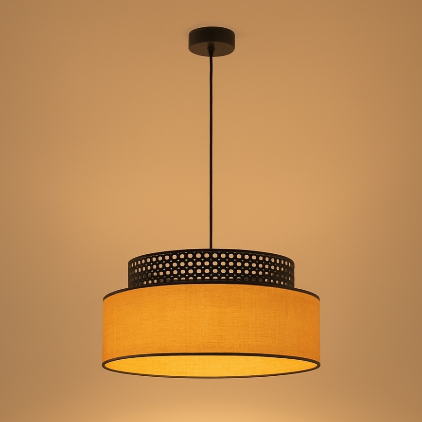 Hanglamp aan een koord BOHO 1xE27/60W/230V diameter 40 cm zwart/rotan