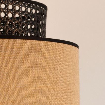 Hanglamp aan een koord BOHO 1xE27/60W/230V diameter 40 cm zwart/rotan