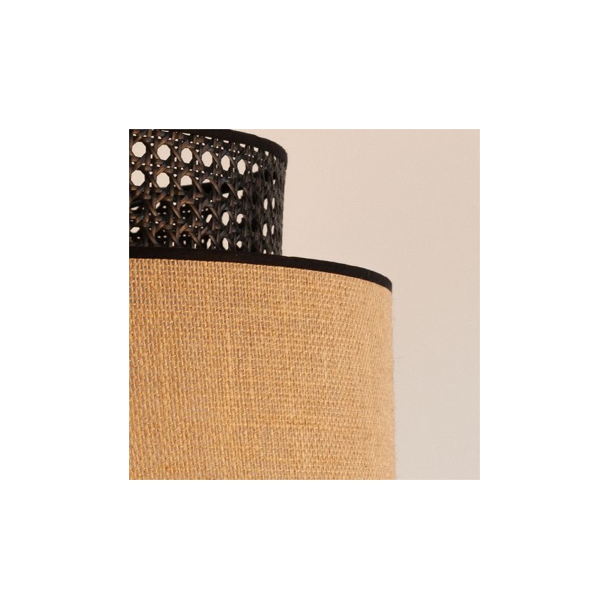 Hanglamp aan een koord BOHO 1xE27/60W/230V diameter 40 cm zwart/rotan