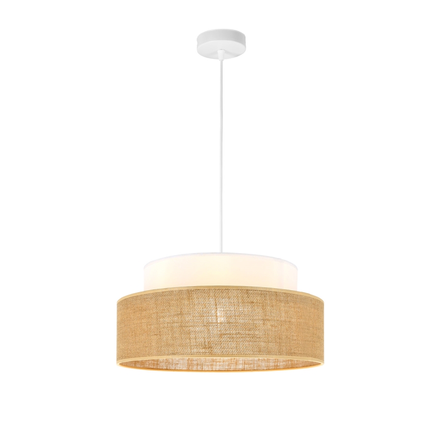 Hanglamp aan een koord BOHO 1xE27/60W/230V wit/beige