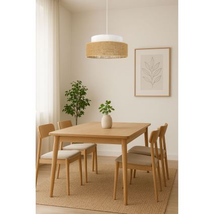 Hanglamp aan een koord BOHO 1xE27/60W/230V wit/beige