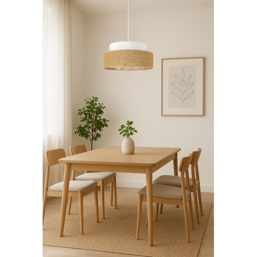 Hanglamp aan een koord BOHO 1xE27/60W/230V wit/beige