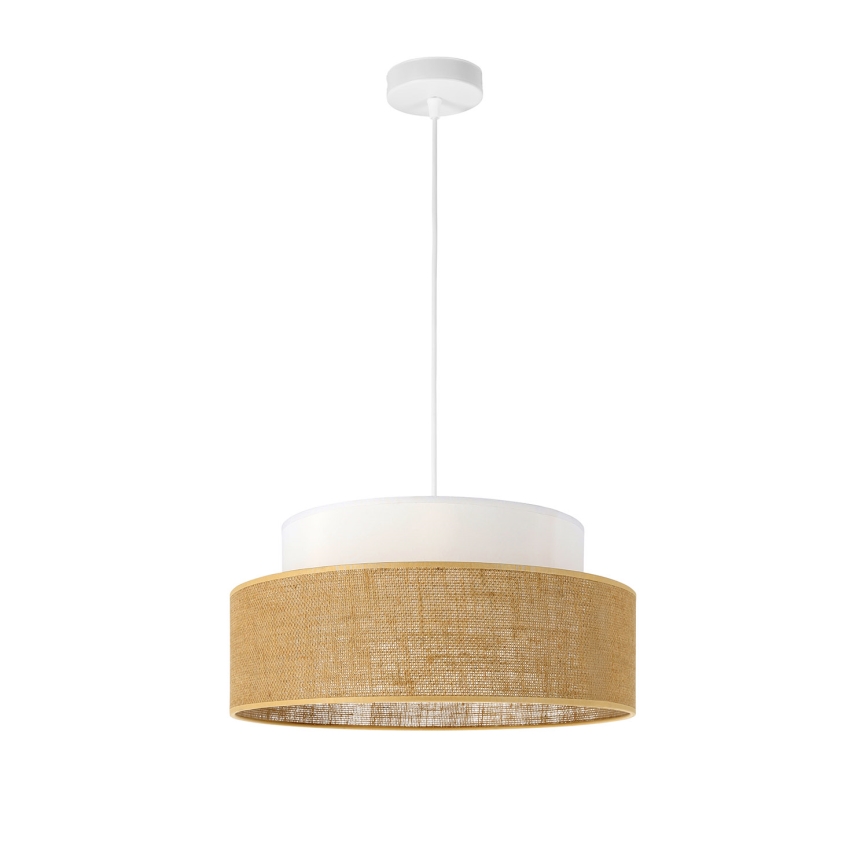 Hanglamp aan een koord BOHO 1xE27/60W/230V wit/beige