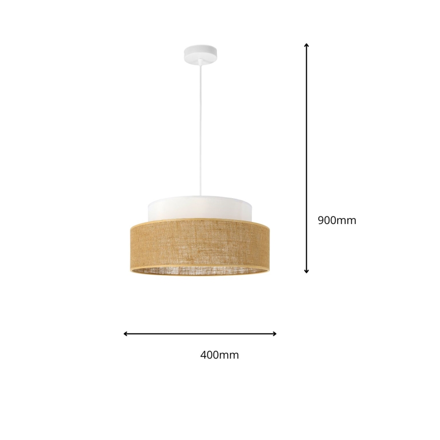 Hanglamp aan een koord BOHO 1xE27/60W/230V wit/beige
