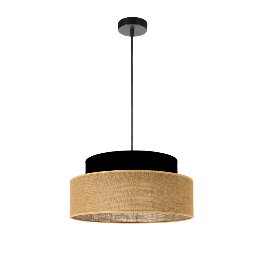 Hanglamp aan een koord BOHO 1xE27/60W/230V zwart/beige
