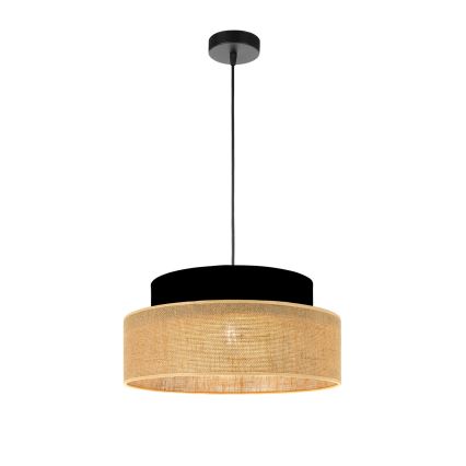 Hanglamp aan een koord BOHO 1xE27/60W/230V zwart/beige