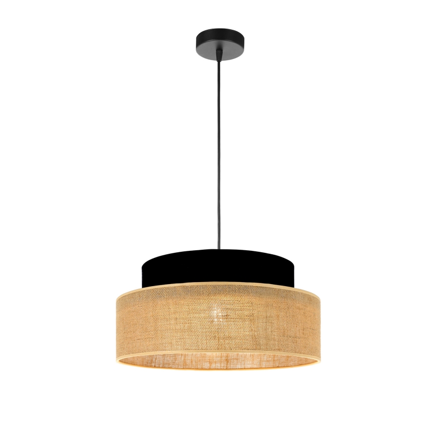 Hanglamp aan een koord BOHO 1xE27/60W/230V zwart/beige