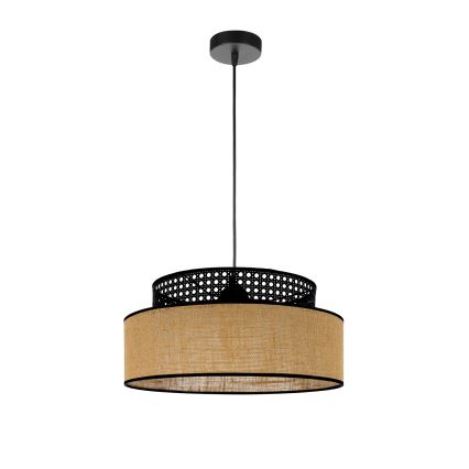 Hanglamp aan een koord BOHO 1xE27/60W/230V zwart/rotan
