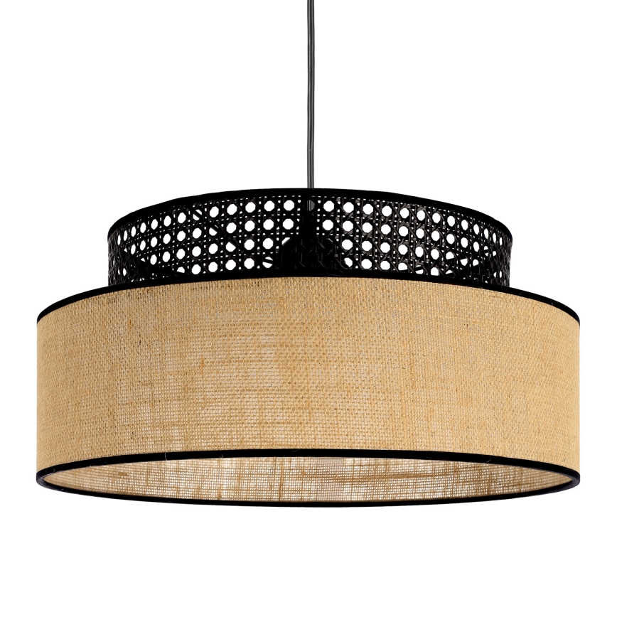 Hanglamp aan een koord BOHO 1xE27/60W/230V zwart/rotan