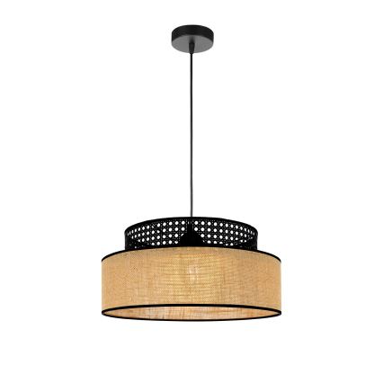 Hanglamp aan een koord BOHO 1xE27/60W/230V zwart/rotan