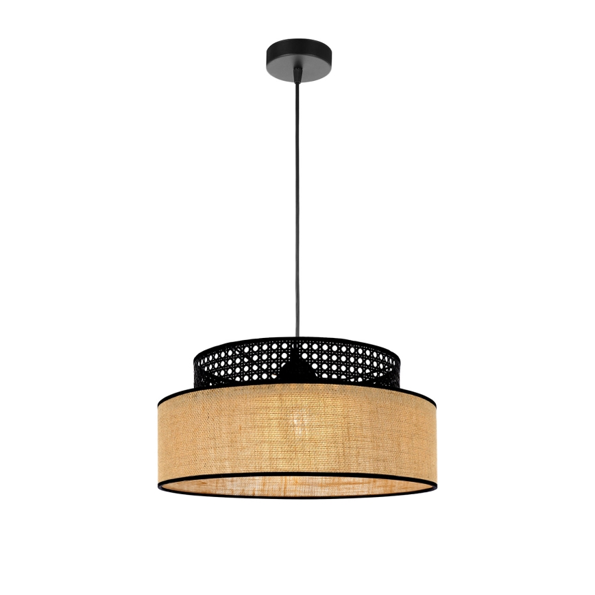 Hanglamp aan een koord BOHO 1xE27/60W/230V zwart/rotan