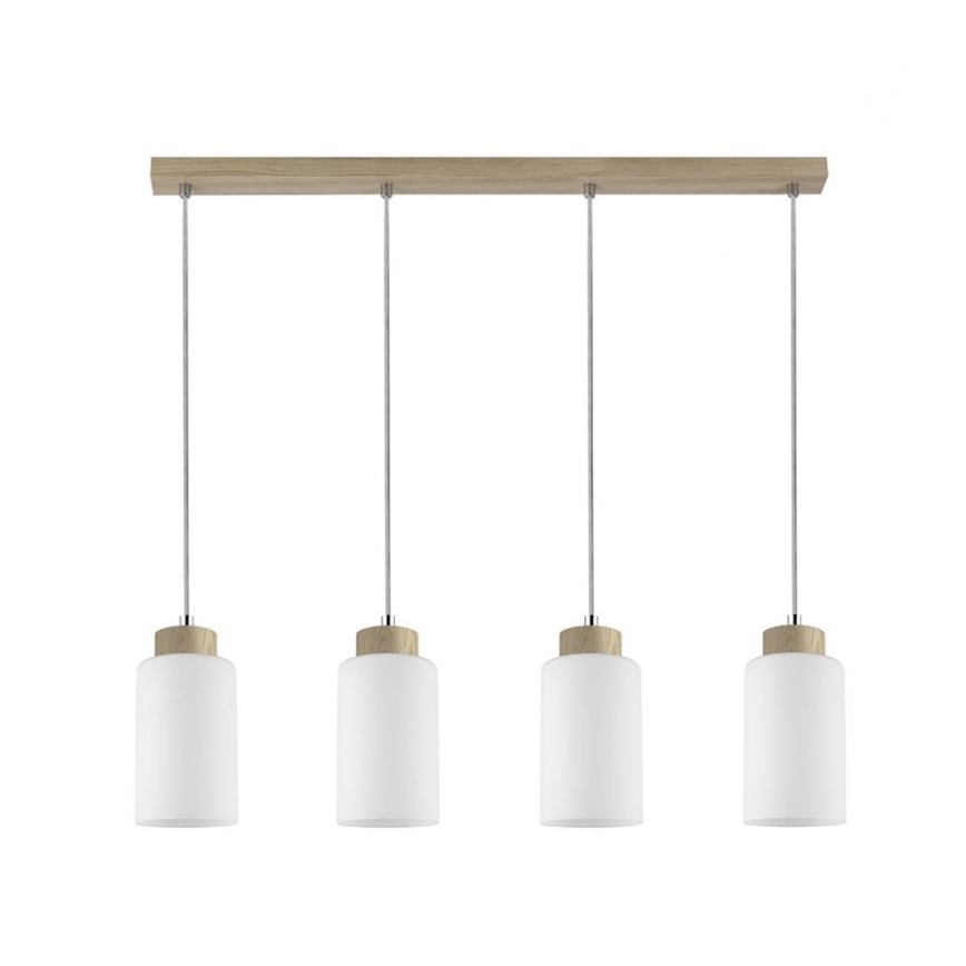 Hanglamp aan een koord BOSCO 4xE27/60W/230V eiken